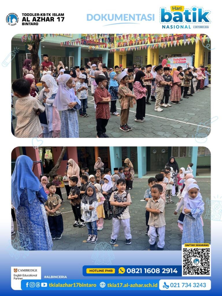 Murid TK Islam Al Azhar 17 Bintaro mengikuti kegiatan Hari Batik Nasional dengan mengenakan pakaian batik