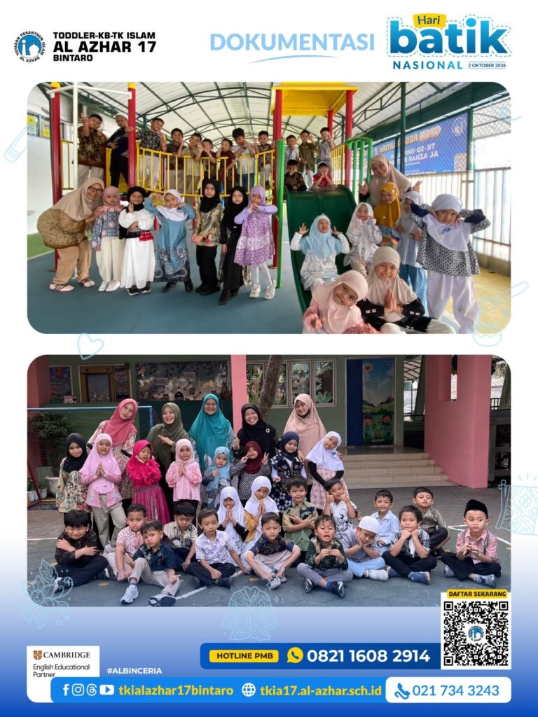 Keceriaan murid TK Islam Al Azhar 17 Bintaro saat menikmati kegiatan bersama di area bermain. Dengan mengenakan busana batik